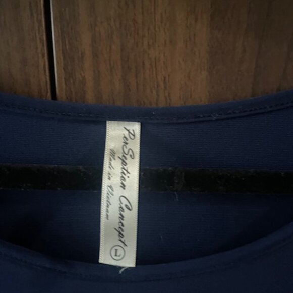 PerSeption Concept Navy Lace-Up Sleeveless Top | Size L - Picture 2 of 3